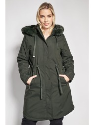 μπουφάν παρκά με επένδυση γούνας και αποσπώμενη κουκούλα