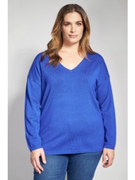 πλεκτή μακρυμάνικη μπλούζα με v-λαιμόκοψη