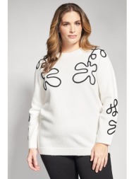 πλεκτή μπλούζα με φλοράλ κεντήματα