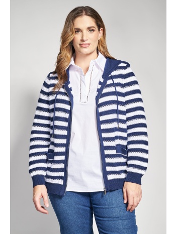 πλεκτή ριγέ ζακέτα με κουκούλα σε προσφορά