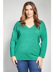 πλεκτή μακρυμάνικη μπλούζα με v-λαιμόκοψη
