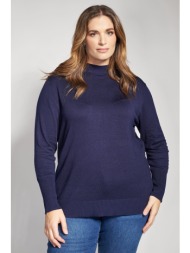 πλεκτή μπλούζα με ψηλό λαιμό και κουμπιά στους ώμους