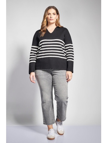 τζιν παντελόνι straight leg με διακοσμητικές πέρλες