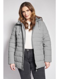 καπιτονέ μπουφάν με κουκούλα και γούνινη επένδυση