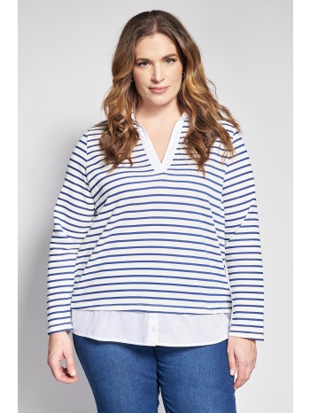 φούτερ μπλούζα ριγέ με λεπτομέρειες πουκαμίσου σε προσφορά