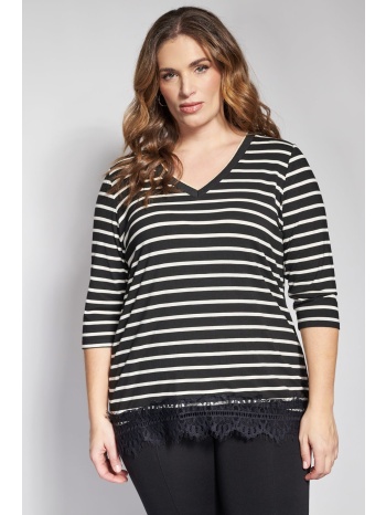 ριγέ μπλούζα μαρινιέρα με τελείωμα δαντέλας