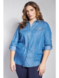 πουκάμισο όψη τζιν με διακόσμηση στρας & πέρλες