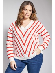 πλεκτή μπλούζα ριγέ σε v διάταξη