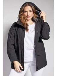 αδιάβροχο παρκά τζάκετ με ριγέ κουκούλα