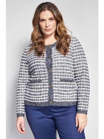 μαλακή μπλουκλέ πλεκτή ζακέτα τύπου chanel με λούρεξ σε προσφορά