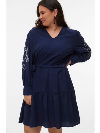 μίνι φόρεμα βισκόζη με κεντήματα και ζώνη vero moda