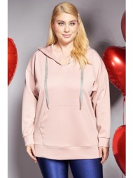 prbt φούτερ soft touch με κουκούλα και λεπτομέρειες stras