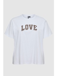 βαμβακερό t-shirt με λογότυπο love με χάντρες