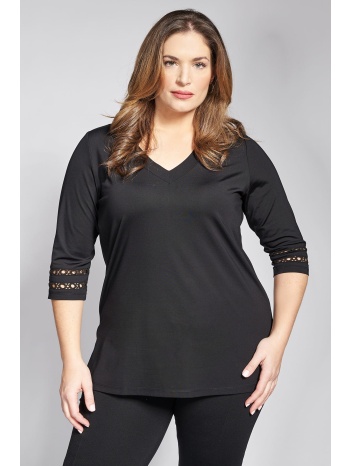 μπλούζα ζέρσεϊ v-neck με μανίκι 3/4 με διακόσμηση σε προσφορά