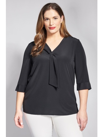 μπλούζα ζωρζέτα με γραβάτα και τρουακάρ μανίκια