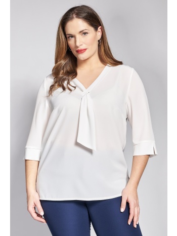 μπλούζα ζωρζέτα με γραβάτα και τρουακάρ μανίκια