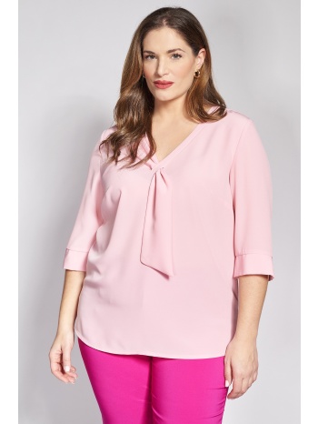 μπλούζα ζωρζέτα με γραβάτα και τρουακάρ μανίκια