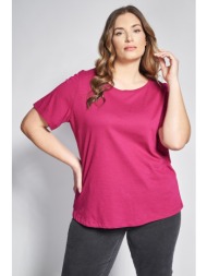 basic κοντομάνικη βαμβακερή μπλούζα φλάμα με στρογγυλή λαιμόκοψη