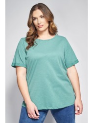 basic κοντομάνικη βαμβακερή μπλούζα φλάμα με στρογγυλή λαιμόκοψη