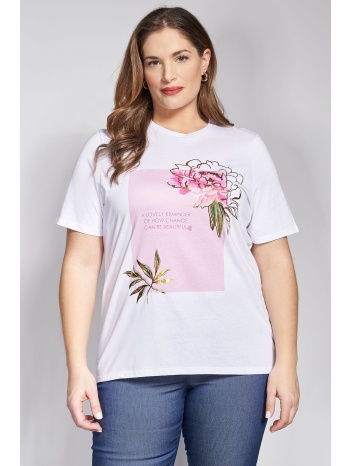 t-shirt βαμβακερό με στάμπα φλοράλ και λογότυπο