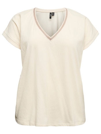 v-λαιμόκοψη t-shirt με lurex από σύμμεικτο οργανικό βαμβάκι