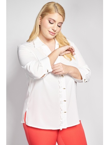 πουκάμισο με κουμπιά κόσμημα και βολάν