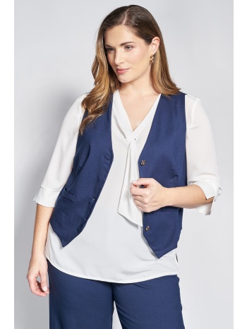 γιλέκο σε linen look με κουμπιά