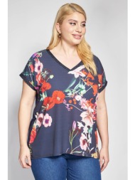 μπλούζα σατέν εμπριμέ φλοράλ όψη