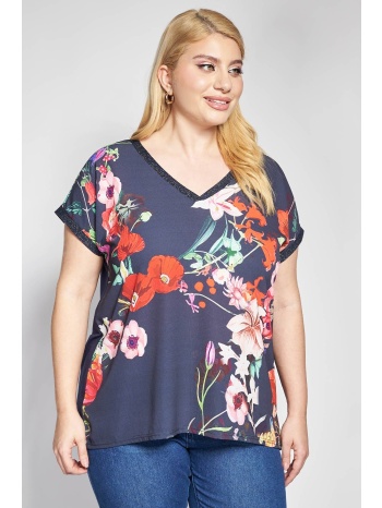 μπλούζα σατέν εμπριμέ φλοράλ όψη