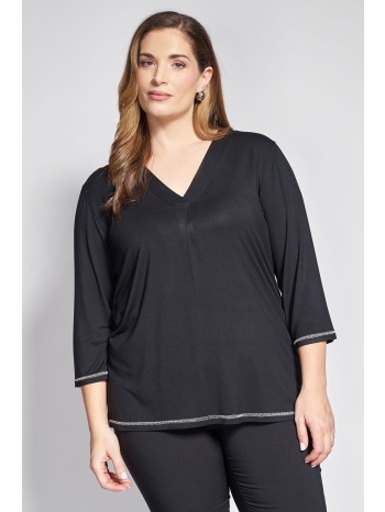 μπλούζα με λαιμόκοψη v και ασημί lurex τελειώματα