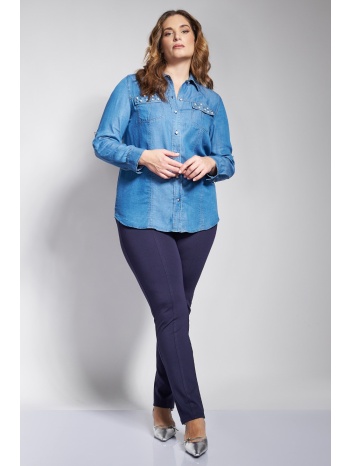 παντελόνι slim punto με νερβίρ και κουμπί