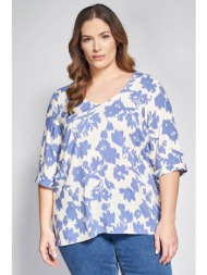 μπλούζα βισκόζη εμπριμέ φλοράλ με μανίκια 3/4