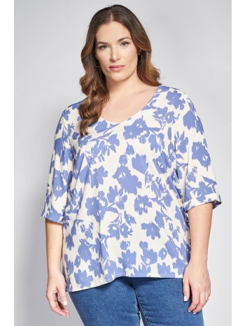 μπλούζα βισκόζη εμπριμέ φλοράλ με μανίκια 3/4