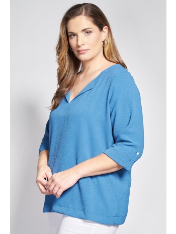 μπλούζα washed με v και γυριστά μανίκια
