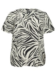 μπλούζα με τροπικά φύλλα και λαιμόκοψη v vero moda