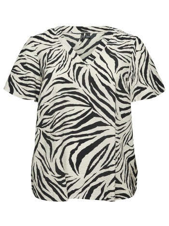 μπλούζα με τροπικά φύλλα και λαιμόκοψη v vero moda