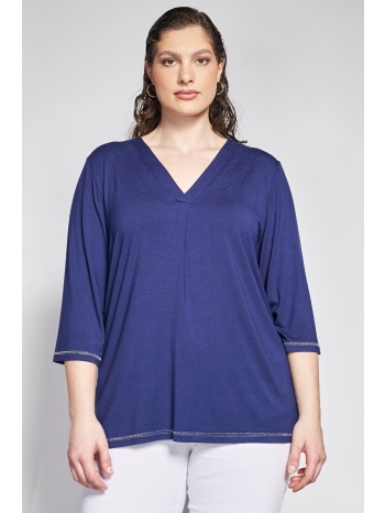 μπλούζα με λαιμόκοψη v και ασημί lurex τελειώματα