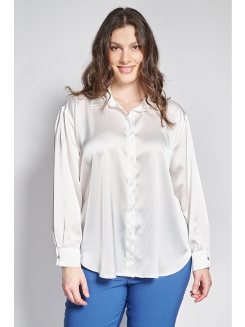 σατέν πουκάμισο σε άνετη γραμμή με κουμπιά κόσμημα