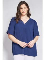 μπλούζα με κουφόπιετα και λούρεξ στο v