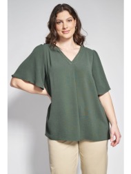 μπλούζα με κουφόπιετα και λούρεξ στο v