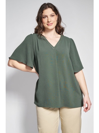 μπλούζα με κουφόπιετα και λούρεξ στο v