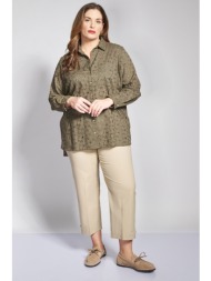 παντελόνι cropped καμπαρντίνα με κουμπάκια στο τελείωμα