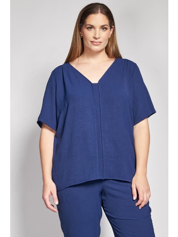 μπλούζα με v λαιμόκοψη και ανάγλυφη washed ύφη