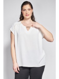 μπλούζα με v λαιμόκοψη και μεταλλική λεπτομέρεια