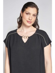 μπλούζα με v λαιμόκοψη και μεταλλική λεπτομέρεια