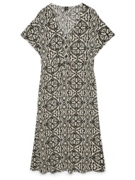 μάξι εμπριμέ φόρεμα με v ...