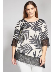 ασύμμετρη βραδινή τουνίκ με botanical μοτίβο και δαντέλα