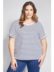 μπλούζα βαμβακερή ριγέ με ρεβέρ στα μανίκια