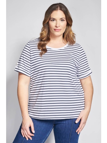 μπλούζα βαμβακερή ριγέ με ρεβέρ στα μανίκια