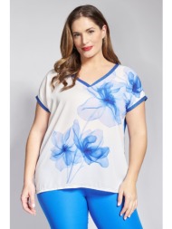 μπλούζα σατινέ με εμπριμέ φλοράλ όψη